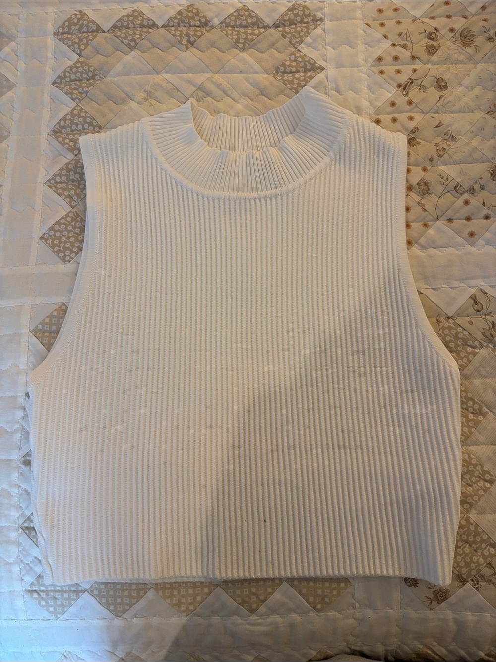 Altar'd State White Ribbed Mock Neck Tank